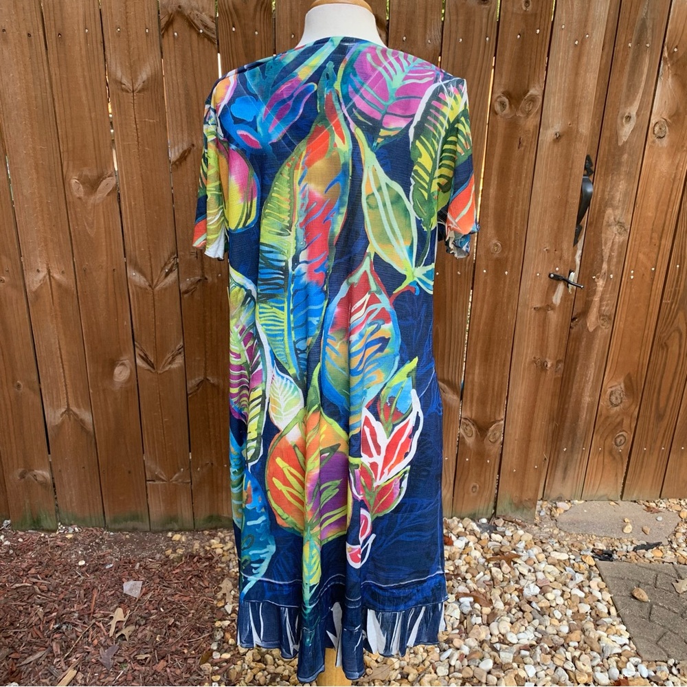 Patchington Cap Sleeve Ruffle Print Dress | L | Leafy Luau NEW!! - Picture 3 of 7